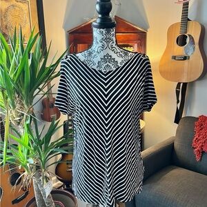 Black and White Striped Women's Top